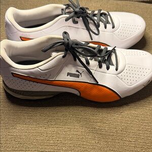 Puma White and Orange Men's Sneakers